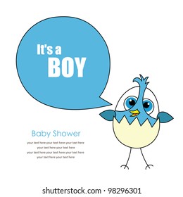 baby shower with fun bird. vector illustration