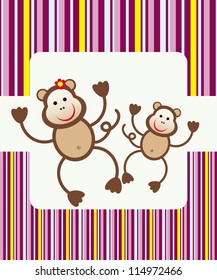 Baby shower with funny animals/ Vector illustration