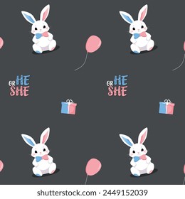Baby Shower or gender party card. invitation gender party. Cute bunny and balloons. vector illustration. Banner, background for celebrating baby shower pattern