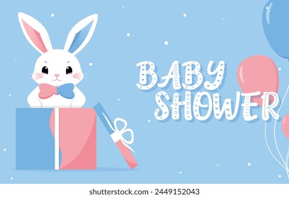 Baby Shower or gender party card. invitation gender party. Cute bunny and balloons. vector illustration. Banner, background for celebrating baby shower pattern