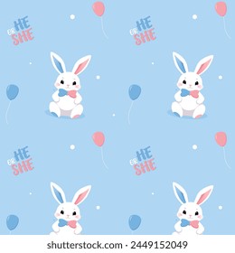 Baby Shower or gender party card. invitation gender party. Cute bunny and balloons. vector illustration. Banner, background for celebrating baby shower pattern