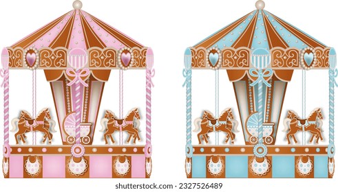 baby shower gingerbread carousel with cookies and candies 