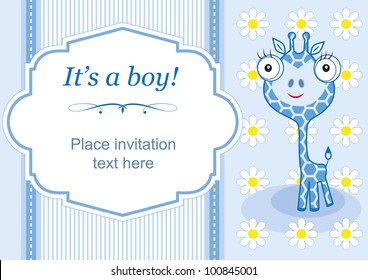 Baby shower giraffe boy card