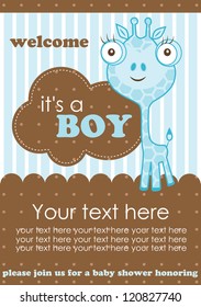 Baby shower giraffe boy card