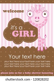 Baby shower giraffe girl card