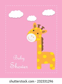 Baby shower giraffe girl card