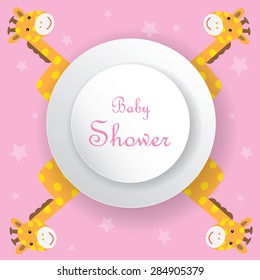 Baby shower giraffe girl card