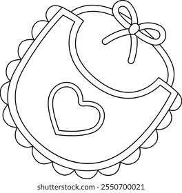 Baby Shower Baby Girl Bib Isolated Coloring Page