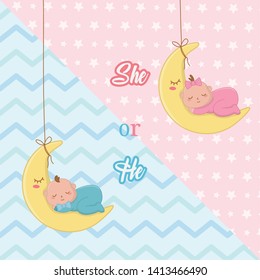 Baby shower of a girl and boy design