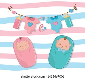 Baby shower of a girl and boy design