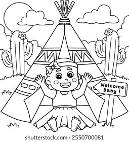 Baby Shower Baby Girl Celebration Coloring Page 