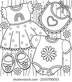 Baby Shower Girl Clothes Coloring Page for Kids