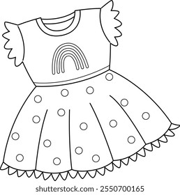 Baby Shower Baby Girl Dress Isolated Coloring 