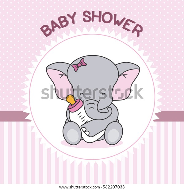 Bebe Fille Douche Elephant Avec Biberon Image Vectorielle De Stock Libre De Droits