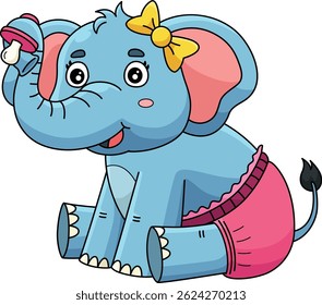 Baby Shower Baby Girl Elephant Cartoon Clipart 