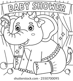 Baby Shower Baby Girl Elephant Coloring Page 