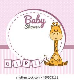 baby shower girl. Frame baby giraffe