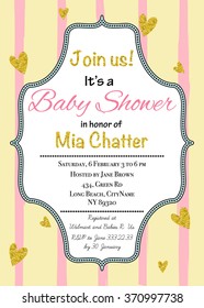 Baby shower girl invitation card template