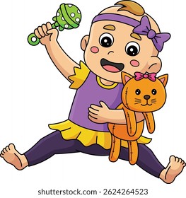 Baby Shower Baby Girl Playing Toys Cartoon Clipart