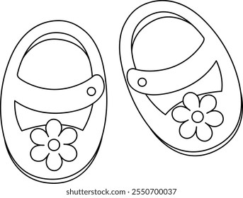 Baby Shower Baby Girl Shoes Isolated Coloring Page