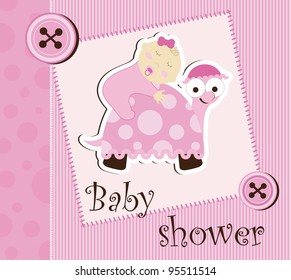 Baby shower - girl sleep on a turtle