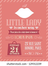 baby shower girl/little lady invitation template vector/illustration