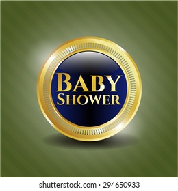Baby Shower gold shiny badge