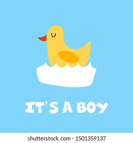 Baby shower greeting card with the cool funny and sweet chicken in the center. Kids illustration.