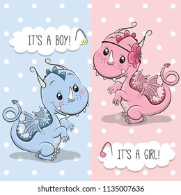 Baby Shower greeting card with Cute Dragon