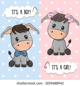 Baby Shower greeting card with Cute Cartoon Donkey