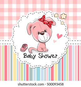 Baby Shower Greeting Card with cute Cartoon Puppy