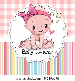 Baby Shower greeting card with cute baby Girl