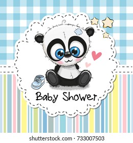 Baby Shower Greeting Card with cute Cartoon Panda