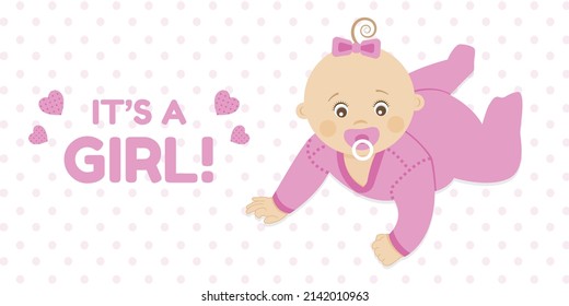 Baby Shower greeting card with a baby girl.