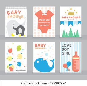 Baby shower, Greeting card, Happy birthday card, boy girl, Invitation template, Baby vector illustration.