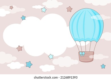 Baby Shower Greeting Card With Hot Air Ballon