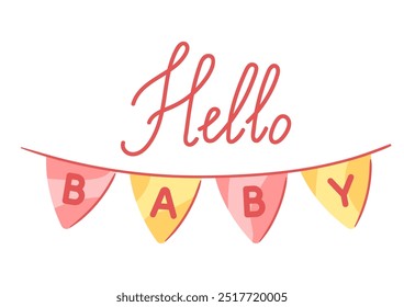 Baby shower greeting card. New born baby boy Happy Birthday.
