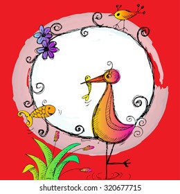 Baby shower greeting card with stork

