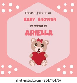 Baby Shower greeting card with Teddy Bears gils