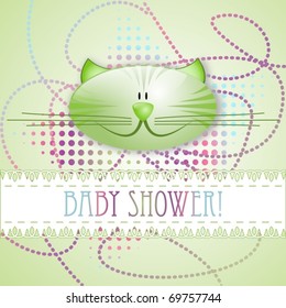 "Baby shower!" greeting card, vector illustration