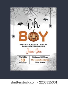 baby shower with halloween theme invitation card background template