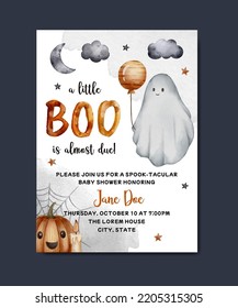 baby shower with halloween theme invitation card background template