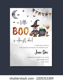 baby shower with halloween theme invitation card background template