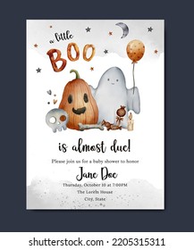 baby shower with halloween theme invitation card background template