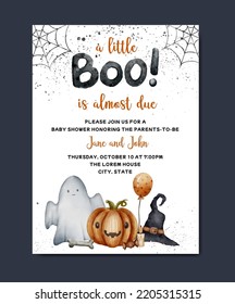 baby shower with halloween theme invitation card background template