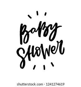 Baby shower hand drawn lettering for card, invitation, print. Modern calligraphy.