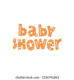 Baby shower hand drawn vector lettering with ornament. Quote for gender reveal party, baby shower invitation card