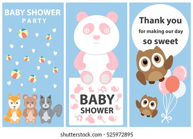 Baby shower, Happy birthday card, Invitation card, greeting card,Baby card, panda vector illustration.
