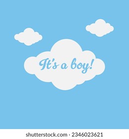 Baby shower He or she Boy or Girl gender reveal its a boy its a girl it's a boy it's a girl text with clouds