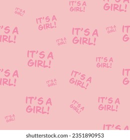 Baby shower He or she Boy or Girl gender reveal its a boy its a girl it's a boy it's a girl text typography seamless pattern